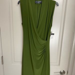 Norma Kamali Olive Green Faux Wrap Dress. New, never worn.   Size Medium.